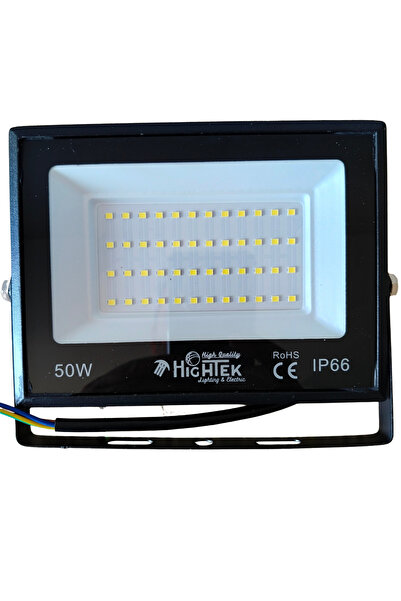 Hightek 50 Watt Led Projektör 4500 Lm, Beyaz Işık, Ip 66 Su Geçirmez Siyah Kasa