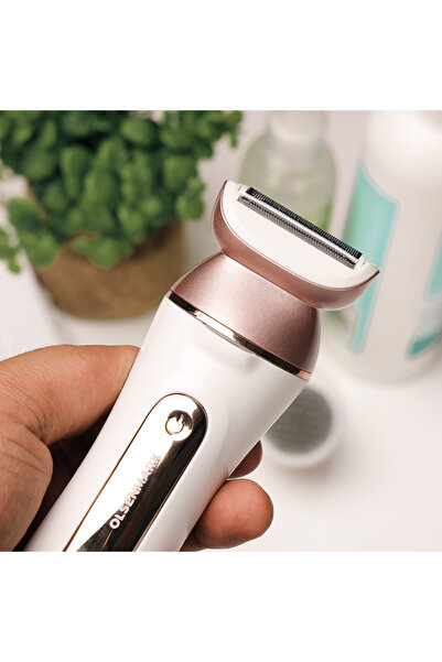 Olsenmark 5-in-1 Epilator Kit White Rose Gold – Wet Dry Use With Shaver Massager Callus Brush Facial Head