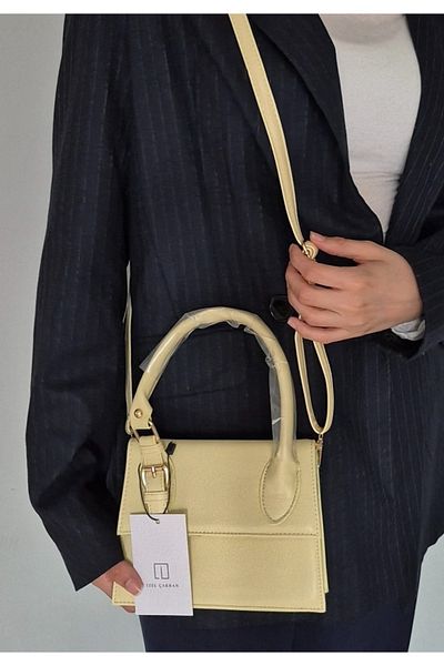 İzel Çakran Butter Yellow Belt Detailed Front Handle Mini Nora Bag