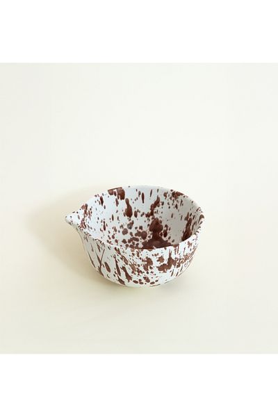 Beige & Stone Ceramic Glossy Brown Spotted Matcha Bowl