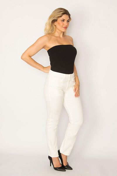 Şans Tekstil Dámské bílé džíny Lycra 5 Pocket 26a34294