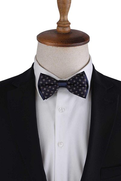 La Pescara Plum - Navy Blue Small Pattern Bow Tie P1971