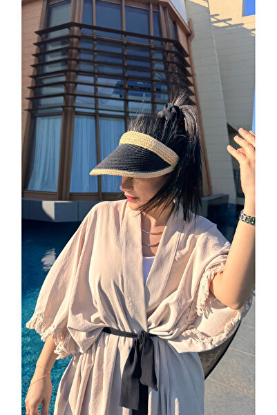 Luminos Butik Siyah Hasır Vizör Şapka Güneş Koruyucu Özellikli Günlük Kullanıma İdeal HSR2105