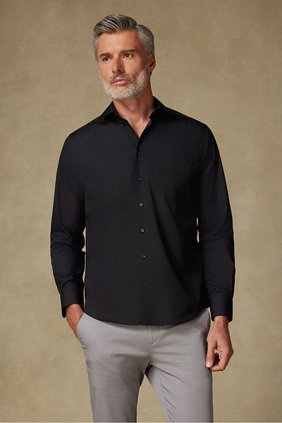 Abbate Bb Club Lima Poplin Cotton Regular Fit Black Classic Collar Men's Shirt