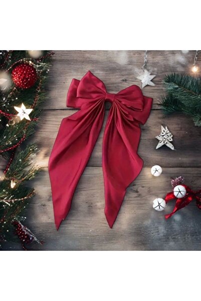 CNBYs Fiyonk Toka / Bordo Fularlı Klipsli İpeksi / Yılbaşı Noel Konsept