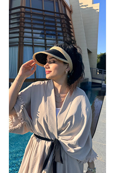 Luminos Butik Siyah Hasır Vizör Şapka Güneş Koruyucu Özellikli Günlük Kullanıma İdeal HSR2105