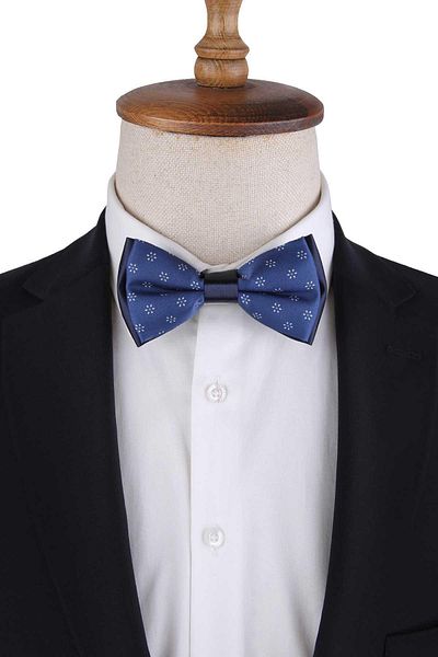 La Pescara Dark Blue Flower Pattern Bow Tie P1965