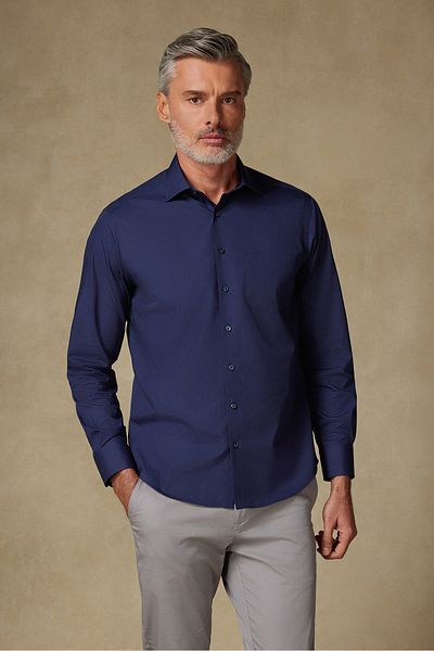 Abbate Bb Club Lima Poplin Cotton Regular Fit Navy Blue Classic Collar Men's Shirt