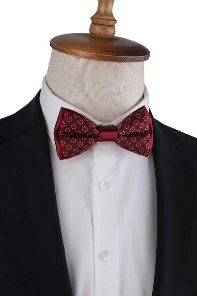 La Pescara Burgundy Polka Dot Pattern Bow Tie P1976
