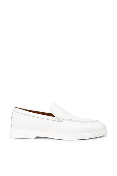 Deery Ανδρικά λευκά παπούτσια Loafer από γνήσιο δέρμα