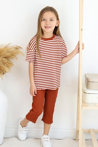 MiaBaby Girl's Striped Capri Set