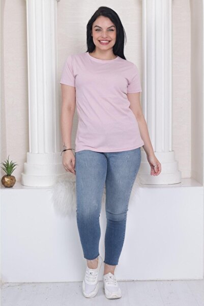 Tight Lady 100% βαμβάκι σούπερ ποιότητας γυναικείο μπλουζάκι μονόχρωμο ροζ λαιμόκοψη από οργανικό βαμβάκι χτενισμένο μπλουζάκι