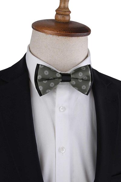 La Pescara Green Motif Pattern Bow Tie P1968