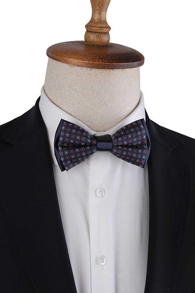 La Pescara Dark Blue Polka Dot Pattern Bow Tie P1972