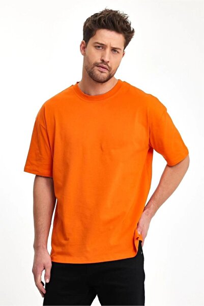 Tight Lady Ανδρικό απλό πορτοκαλί βαμβακερό μπλουζάκι - 100% οργανικό, κανονική εφαρμογή, πορτοκαλί