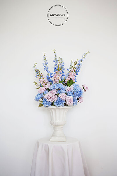 Dekorsende Yapay Yaban Gülü Dalı Mavi 80 cm