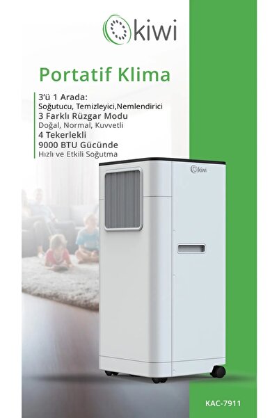 Kiwi Kac-7911 9000 BTU Soğutmalı Kurulum Gerektirmeyen Portatif Taşınabilir Klima