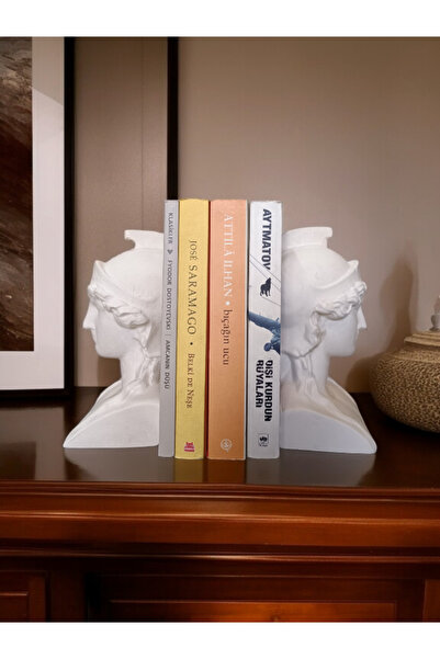 Rowan Sanat Athena Kitap Desteği Kitap Tutucu El Yapımı Minimalist Büst Obje Heykeli Raf Dekoru