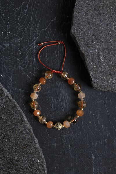 OSMANLI DOĞAL TAŞ Certified Agate and Citrine Natural Stone Bracelet