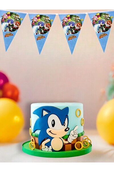 partyrüyası Sonic Temalı Flama Bayrak Asılabilir Doğum Günü Parti Süsü