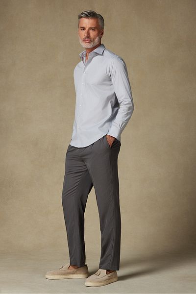Abbate Bb Club Oscar Poplin Cotton Slim Fit Gray Classic Collar Men's Shirt