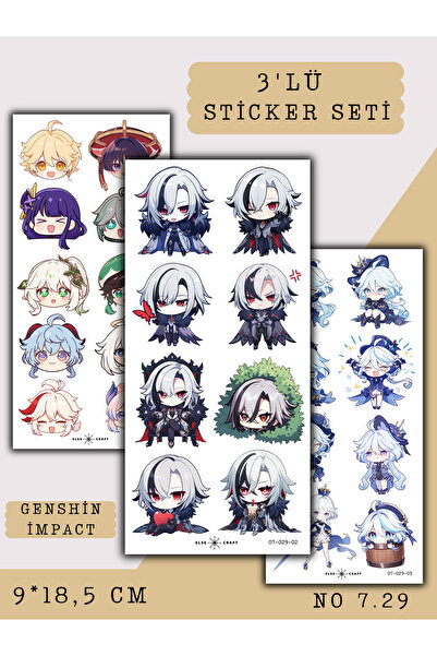 Else Craft 3'lü Genshin Impact Anime Manga Temalı Sticker 7.29