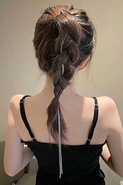 TAKIŞTIR Postă laterală de păr cu strălucire de apă de culoare argintie