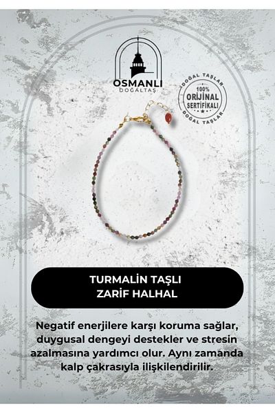 OSMANLI DOĞAL TAŞ Elegant Anklet with Certified Natural Tourmaline Stone