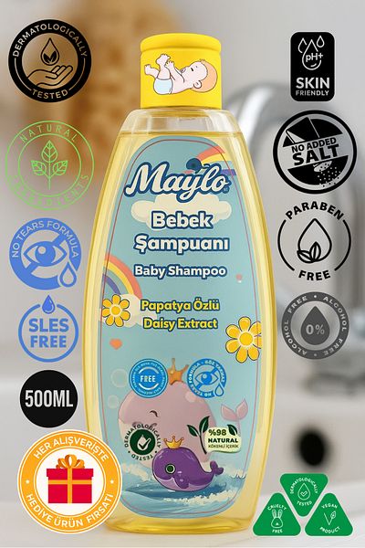 Maylo 500ml Baby Shampoo - Chamomile Extract Sls, Paraben and Alcohol Superior