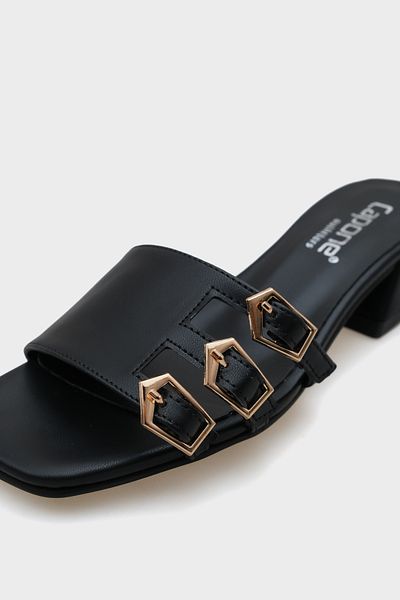 Capone Outfitters Lesley Short Heeled Blunt Toe Buckle Women's Slippers