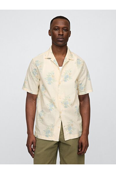 GAP Erkek Çok Renkli Standard Fit Keten Karışımlı Vacay Gömlek