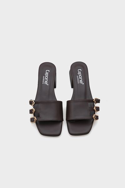 Capone Outfitters Lesley Short Heeled Blunt Toe Buckle Women's Slippers