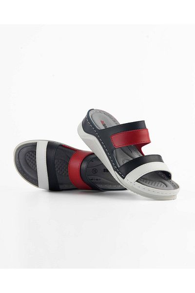 Tigerline Γυναικείες παντόφλες Dk229 Tomy Navy Blue Red Summer Daily Orthopedic Home & Outdoor Slippers