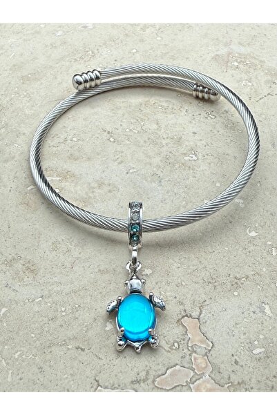 Snartun Sallantılı Taşlı Kaplumbağa Charm Ve Italyan Çelik Bileklikıitalyan B...