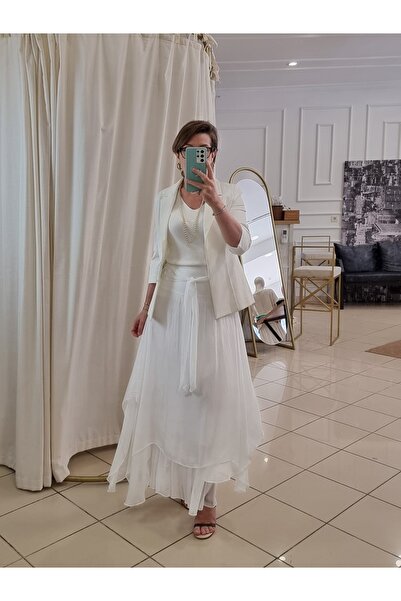 pudubutik Italian Silk White Skirt