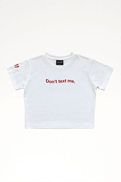 Eazy Co Text Me White Crop Top Crew Neck Short Sleeve T-Shirt