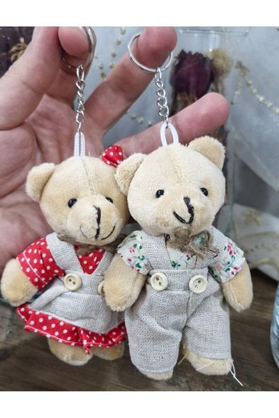 Şirin Mini Couple Teddy Bear Keychains