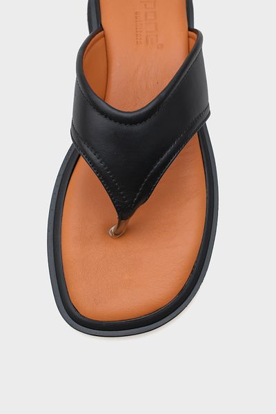 Capone Outfitters Genuine Leather Flip Flops Comfort Short Heeled Women's Slippers
