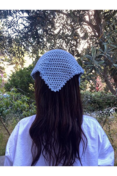 MELUSH Μπλε Ανοιχτόχρωμο Διχτυωτό Μοντέλο Μπαντάνα, Χειροποίητο Πλεκτό Μπαντάνα