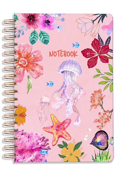 Crow Notebook A5 15X21 cm Elastic Spiral Hard Cover Undated Dotted Notepad Sea Crop