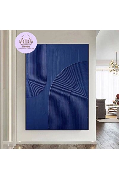 Home Pinvibe Lacivert 3D Dokulu Modern Duvar Panosu | MDF Üzerine Alçı Kabart...