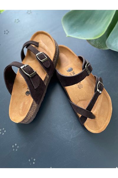 Land of Cork Anatomical Flip Flops Handmade Women's Slippers Suede Leather Cork Sole, Arc Supported