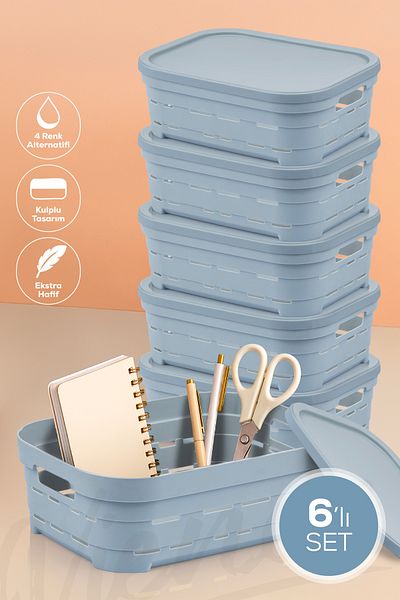 Vienev Cutie de depozitare perforată de 2,8 litri cu 6 capac albastru