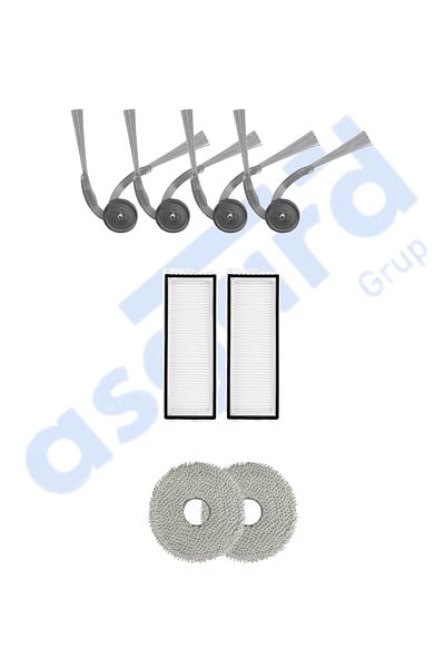 Asgard Grup Roborock Q Revo L Compatible 4 Side Brushes 2 Filters 2 Mops