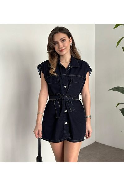 MissPul Women's Denim Buttoned Suit Denim Dress Vest New Season