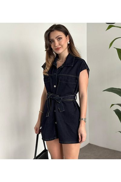 MissPul Women's Denim Buttoned Suit Denim Dress Vest New Season