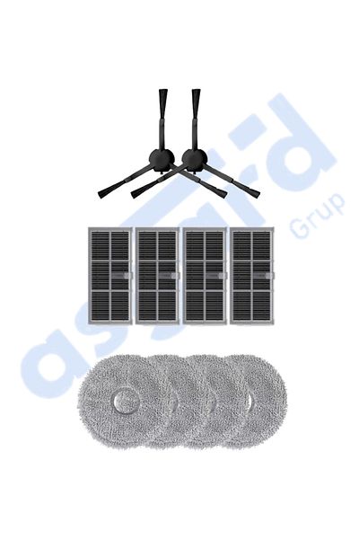 Asgard Grup Dreame X30Pro-L10S Pro Ultra-X30 Ultra Compatible 2 Side Brushes 4 Filters 4 Mops