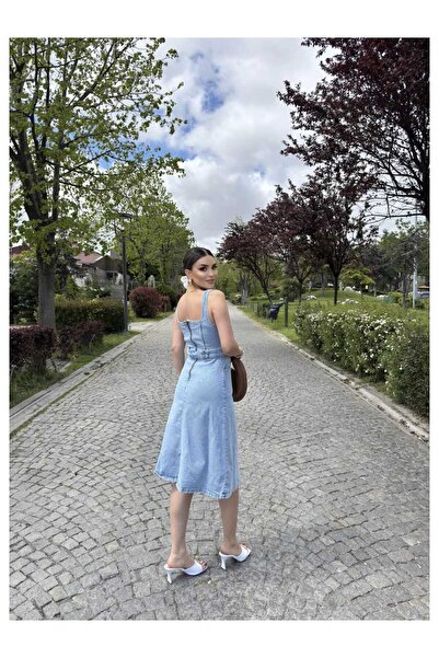 MissPul BEL KEMERLİ LİKRALI KOT ELBİSE