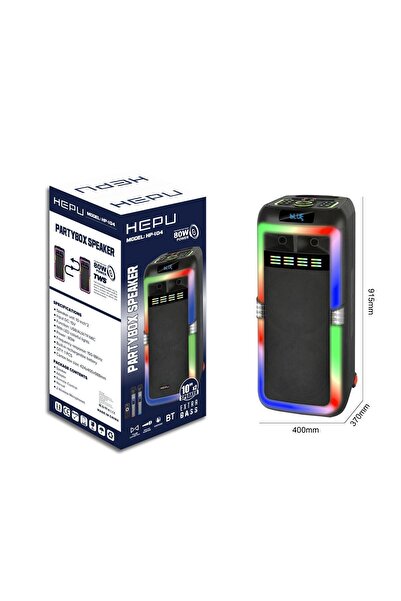HEPU HP 104 Taşınabilir Bluetooth Hoparlör 80 w Rms 2*10 inc Subwoofer Ultra ...