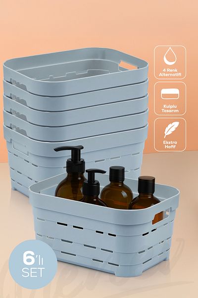 Vienev Cutie de depozitare perforată de 3,8 litri, 6 bucăți, albastru